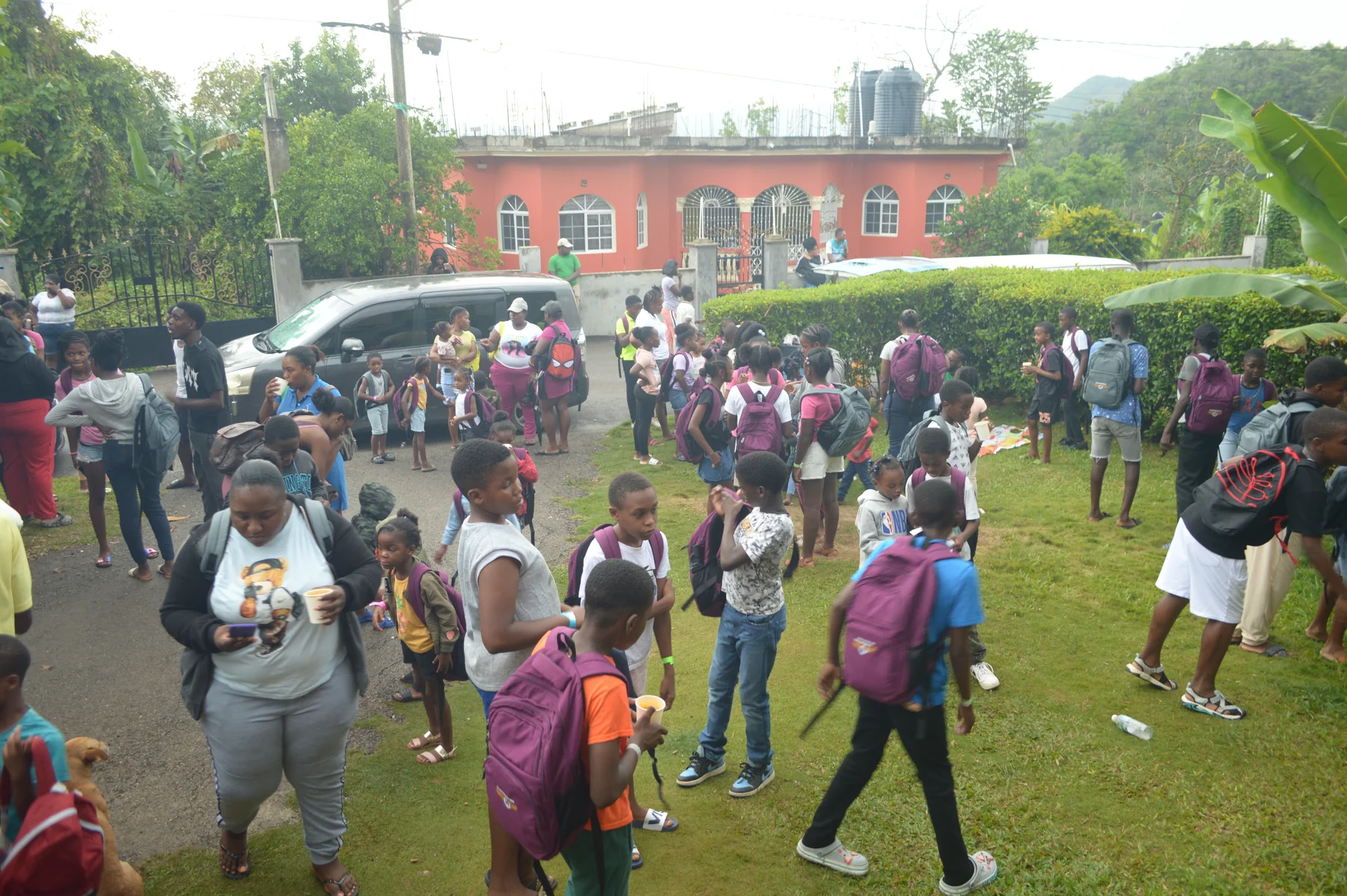 Wide view of the Back-to-School Blessing crowd